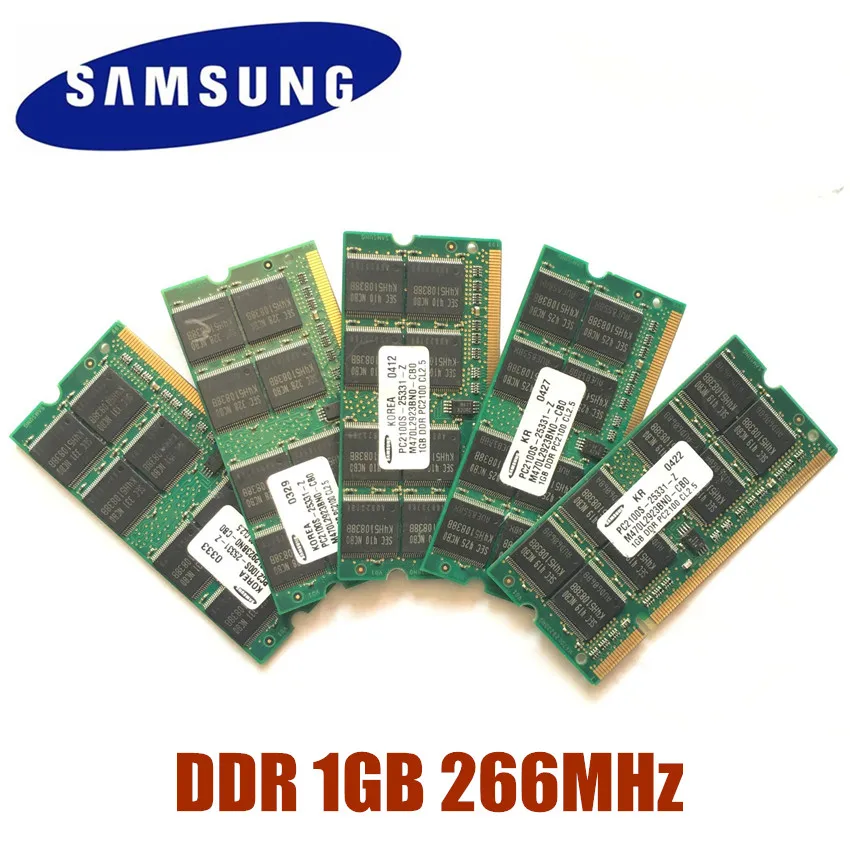 SAMSUNG SEC DDR DDR1 1GB 2GB 266MHz PC 2100S 1G ноутбук RAM SODIMM 266 подходит для Intel AMD PC2100S|Оперативная