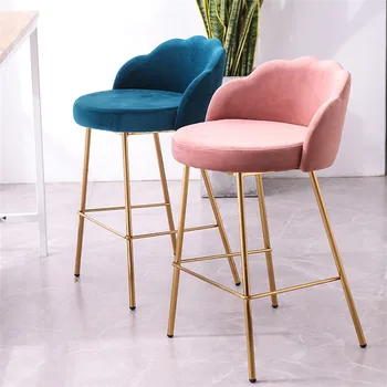 

Modern Bar Chair Light Luxury Simple Fabric Soft Bag Bar Chairs High Stool American Restaurant Front Desk Chair Bar Stool