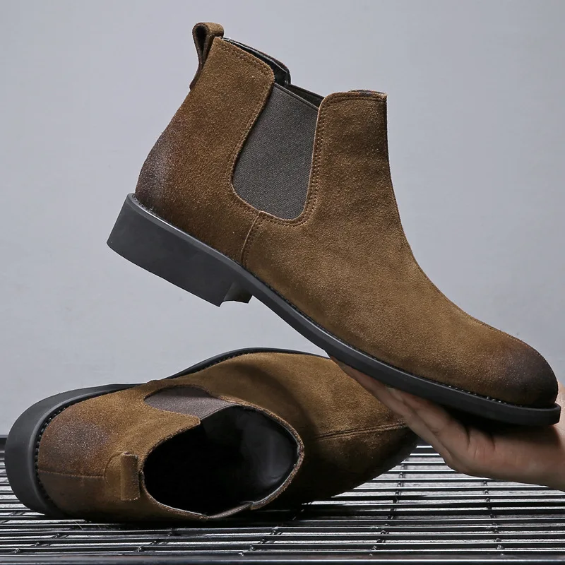 

Men's Boot Chelsea Leather Boot Men Pointed Short Boots High Shoes Korean-style England Fashion Martin Boots