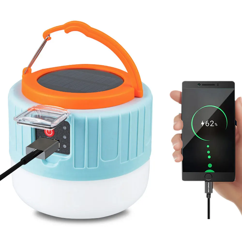 

Multifunctional Portable USB Solar Charging LED Light Rechargeable Waterproof Energy-saving Bulb Night Market Tent Lamp
