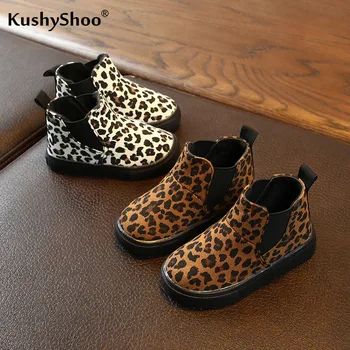 

Kushyshoo Snow Boots Kids 2020 Handsome Leopard Thin Velvet Slip-on Fashion Boots Low Tube All-match Non-slip Children's Shoes