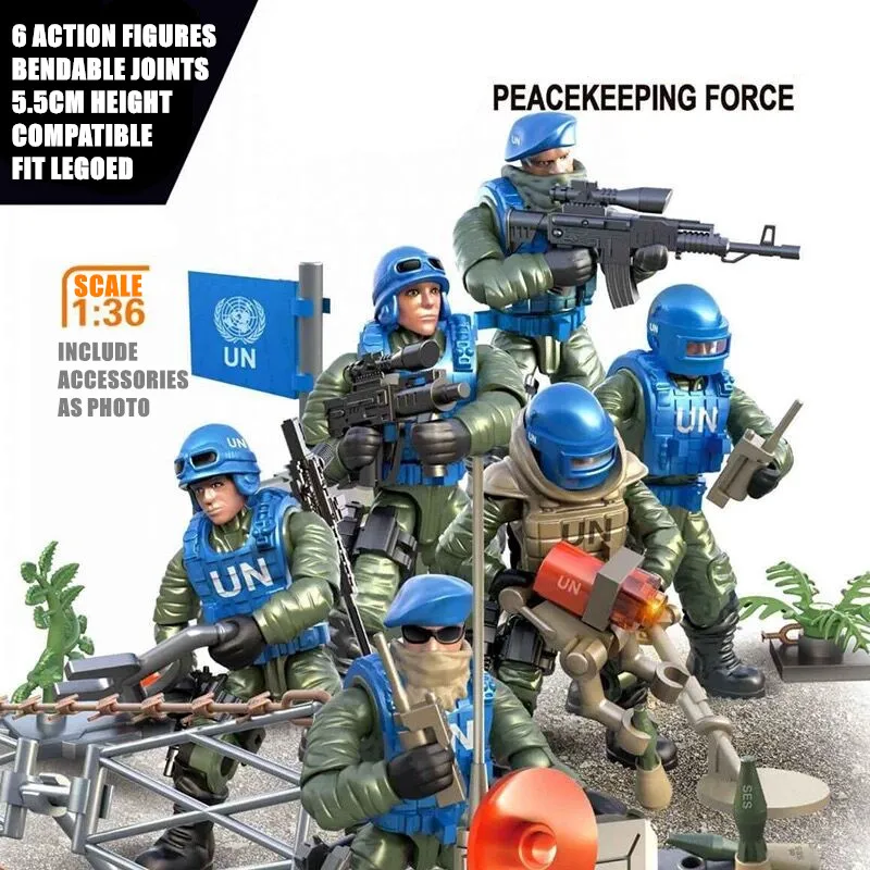 

SWAT Small Building Bricks Military Figures Plastic Compatible Legoed Blocks Action Figures for Kid Toys Bendable Joints