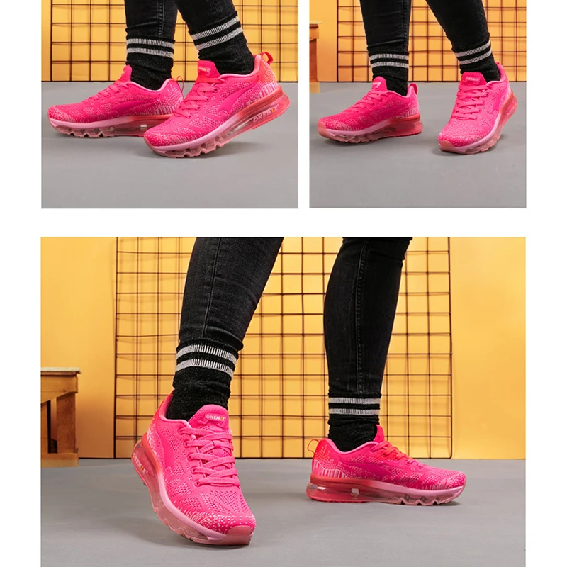 ONEMIX/Женская обувь для бега; Прогулочные кроссовки; дышащая трикотажная Нескользящая спортивная обувь на воздушной подушке для женщин