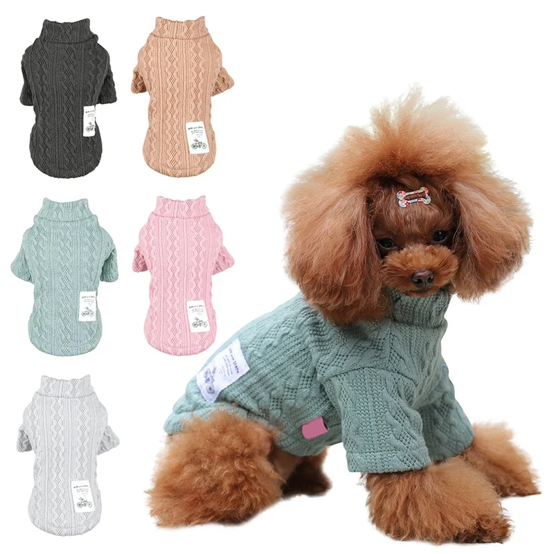 

Puppy Dog Knit Sweater Pet Cat Warm Winter Classic Sweaters Knitted Turtleneck Small Dogs Kitten Cats Soft Knitwear Apparel