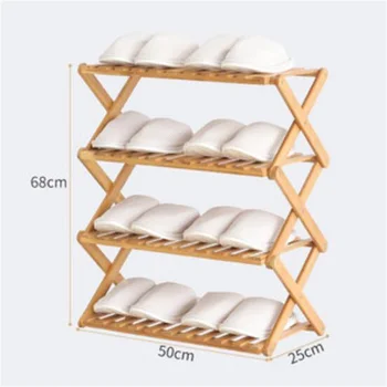 

50*68*25cm Four-Layer Folding Shoe shelf Bamboo Shoe rack Shoes storage rack
