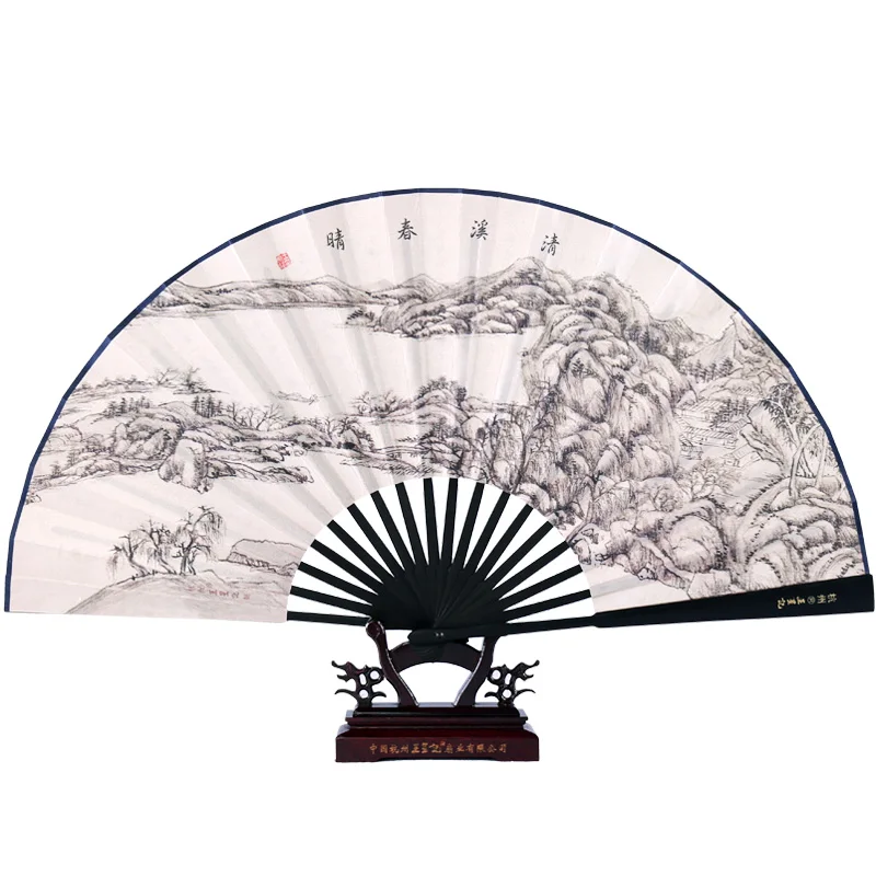 

Chinese Retro Classic Gentleman Fans Foldable Silk Bamboo Hand Fan 33/30cm Large Men Foldable Silk Fan Abanicos Para Boda