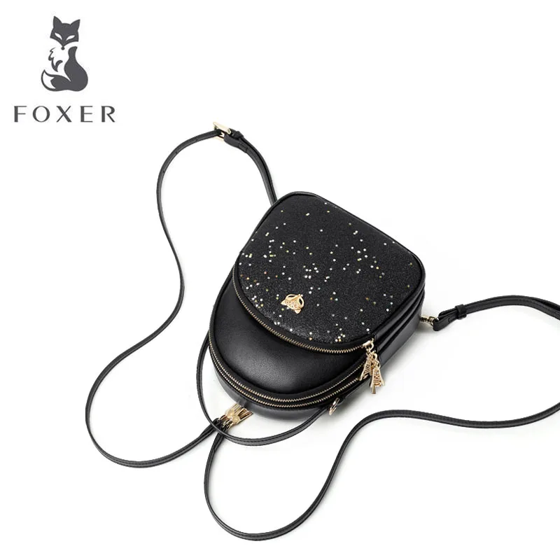 FOXER, женский кожаный рюкзак, модная сумка из воловьей кожи, дизайнерские сумки, известный бренд, женские сумки,, женский рюкзак