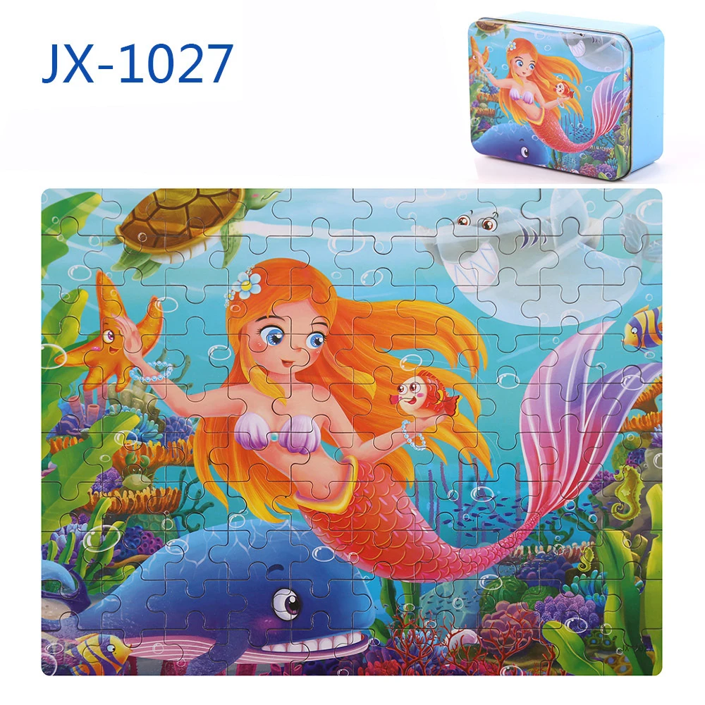 Hot 100 Pieces Wooden Puzzle Kids Cartoon Animal Dinosaur Jigsaw Puzzles Baby Educational Learning Toys for Children Boys Girls 20