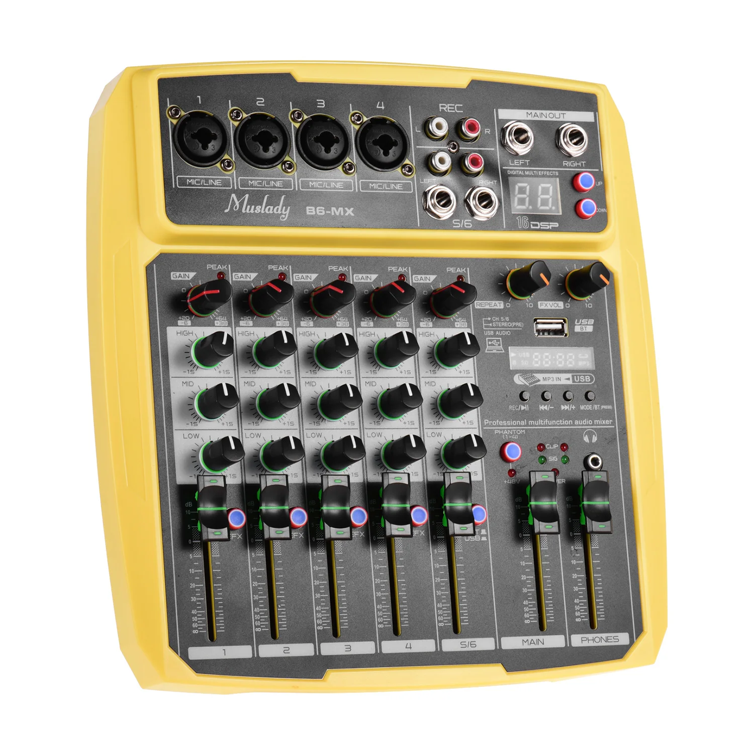 Muslady B6 MX Sound Mixer Portable 6 Channel Sound Card Mixing Console