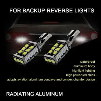 

6pcs Car LED Reverse Light Canbus Error Free T15 912 921 906 904 902 W16W Backup Bulb 2400LM White Car LED Bulbs