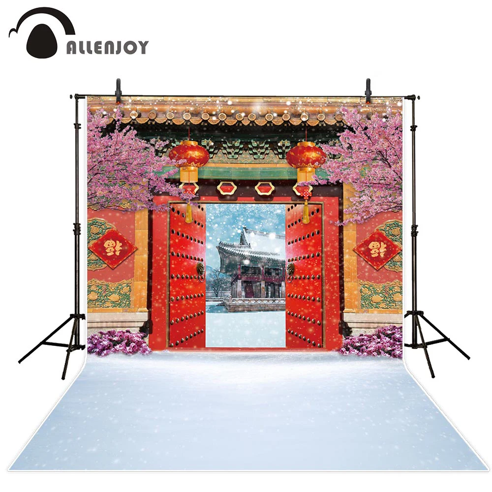 

Allenjoy photophone backdrop Red Gate Chinese new year Spring Festival winter snow photography background photo studio photocall