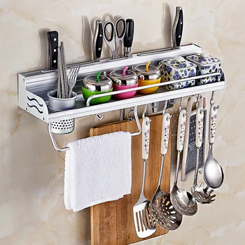 

Wall Mount Spice Rack Kitchen Hanging Storage Cooking Tools Organizer Holder Kitchen Bathroom Accessories