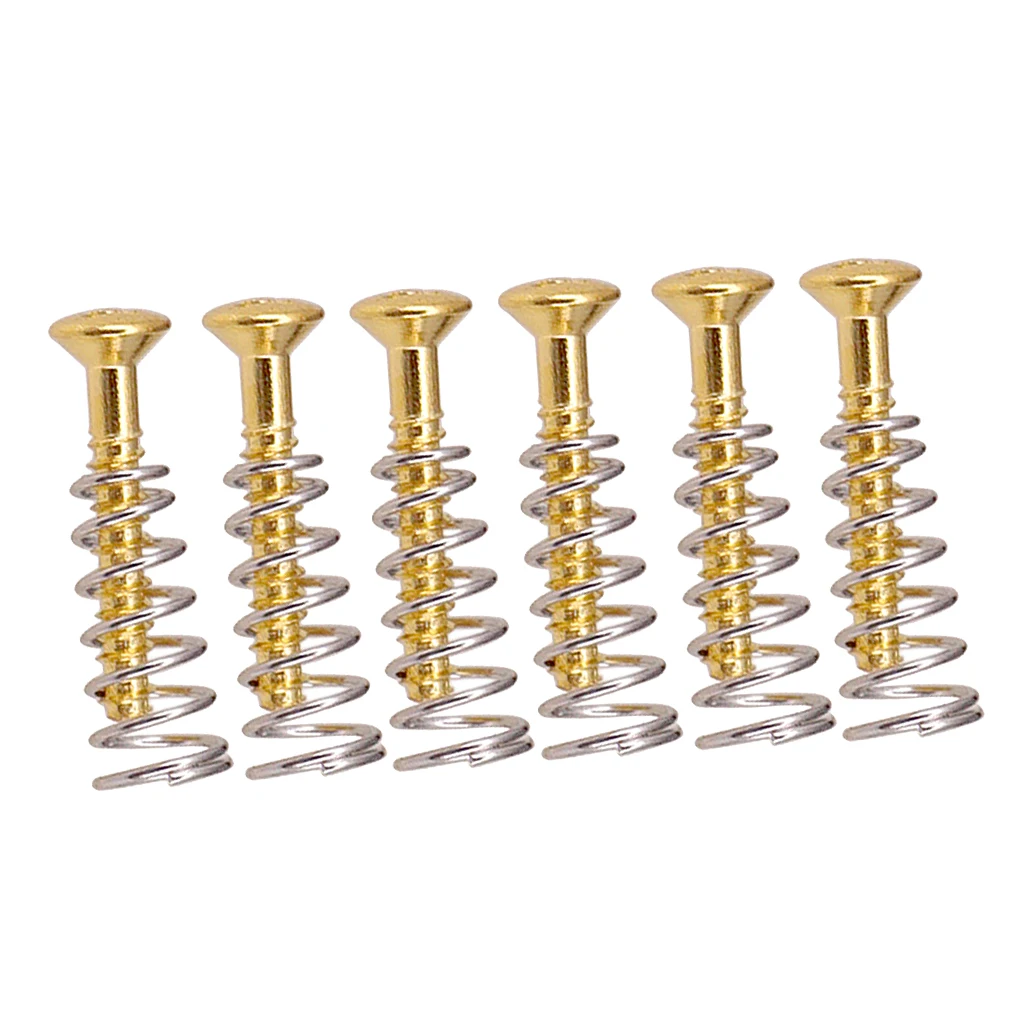 6 Pcs of Set  Pickup Flat Mounting Screws Springs Repair Replacement Parts for Guitar Lovers Gold