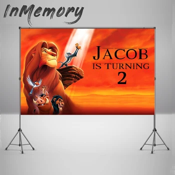 

Lion King Photography Background for Boy Birthday Party Decor Cake Table Banner Sunset Cartoon Animals Backdrop Photo Studio
