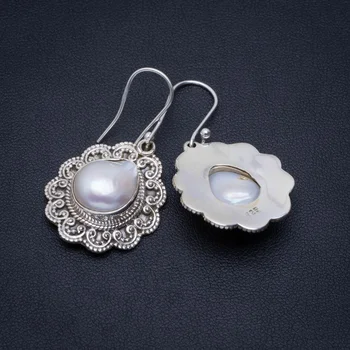 

Natural Biwa Pearl Handmade Unique 925 Sterling Silver Earrings 1.5" A2716