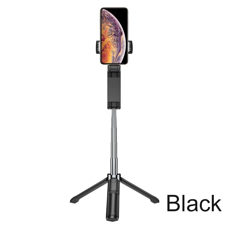 Черный bluetooth selfie stick Foldable With Wireless Shutter Tripod Multifunction Bluetooth Selfie sticks For iOS Android Mobile Phone - Цвет: Черный