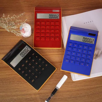 

Slim Portable Calculator Solar Energy Battery Dual Power 10 Digital LCD Display Electronic Calculating Tools for Office School