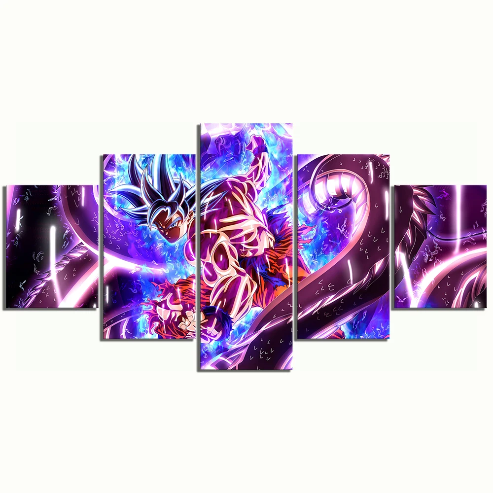 

Hd Printed 5 Pieces Japan Anime Dragon Ball Ultra Instinct Goku Figure Poster Canvas Painting Wall Art Home Decor Framework Gift