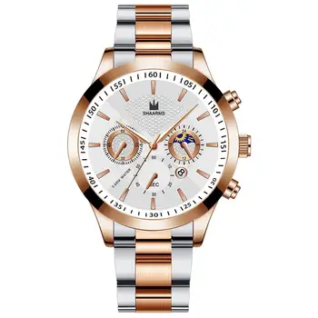 

SHAARMS Luxury Relogio Masculino Fashion Men Watch Stainless Steel Band Quartz Watches Military Sport Business Wristwatch