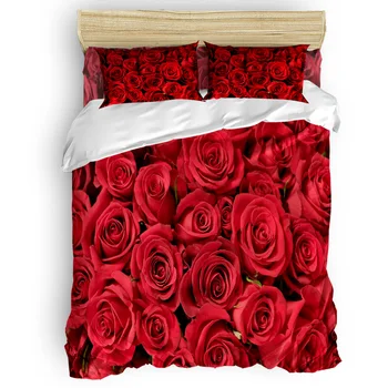 

Rose Flower Plant Duvet Cover Set 2/3/4pcs Bedding Set Bed Sheet Pillowcases Cover Set