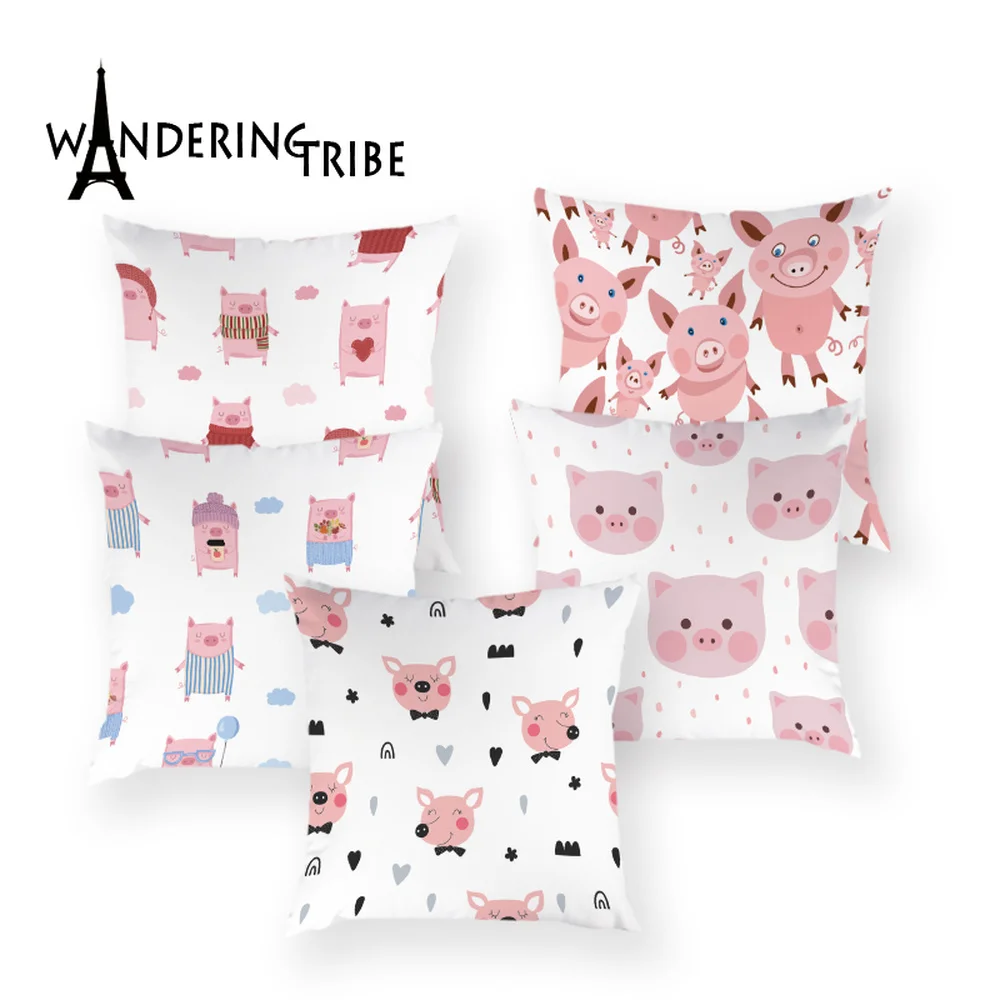 

Pink Pig Pillowcase Decoration Living Room Throw Pillow Covers Case High Quality Pillows Animal Cushions Cover for Bedrooms Car