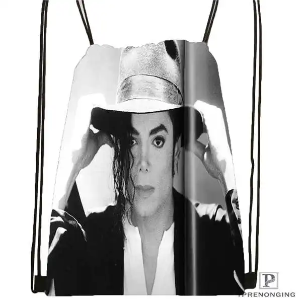 Drawstring Backpack Пользовательские Майкл Джексон походная сумка на шнурке милый рюкзак дети ранец(черная спина) 31x40 см#180612-02-28 - Цвет: Drawstring Backpack