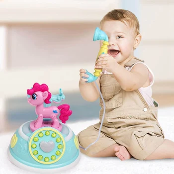 

Retro Children Unicorn Phone Toy Early Education Story Machine Baby Phone Emulated Telephone Toys For Children Musical Toys