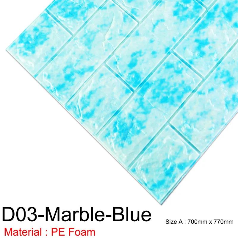 Настенная бумага 3D мраморная мозаика, самоклеющаяся Наклейка на стену s, водонепроницаемая, для кухни, ванной, дома, наклейка на стену, 1 шт./5 шт - Цвет: D03-Marble-Blue