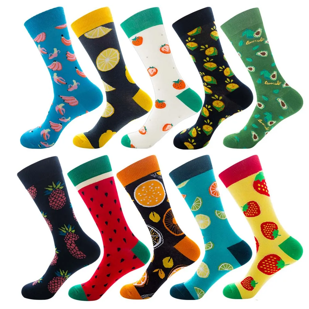 10 пар разноцветных мужских носков в стиле хип-хоп, скейтборд, Веселые носки из чесаного хлопка, рождественский подарок, Calcetines De Hombre