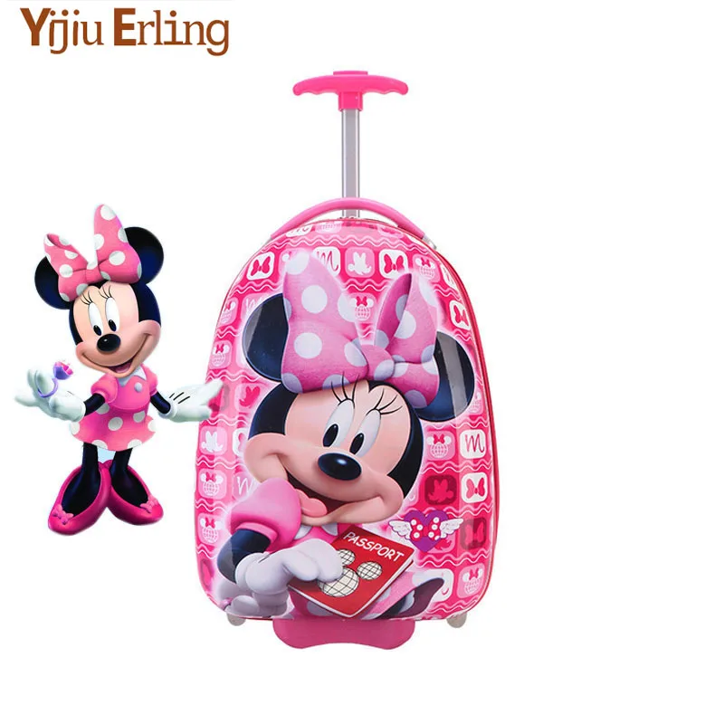 Детский чемодан для девочек, 16 дюймов, Детский чемодан принцессы Микки, чемодан на колесах из АБС-пластика