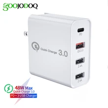 Мульти USB зарядное устройство 48 Вт PD Быстрая зарядка 3,0 двойной USB разъем типа C Зарядка для xiaomi redmi note 7 MacBook Air samsung Быстрое зарядное устройство