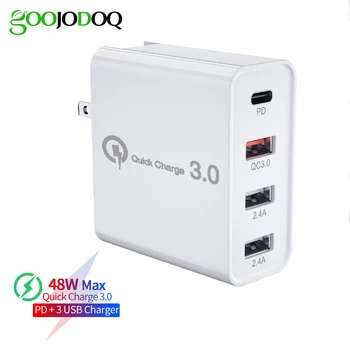

Multi USB Charger 48w PD Quick Charge 3.0 Dual USB Plug Type C Charge for xiaomi redmi note 7 MacBook Air Samsung Fast Charger