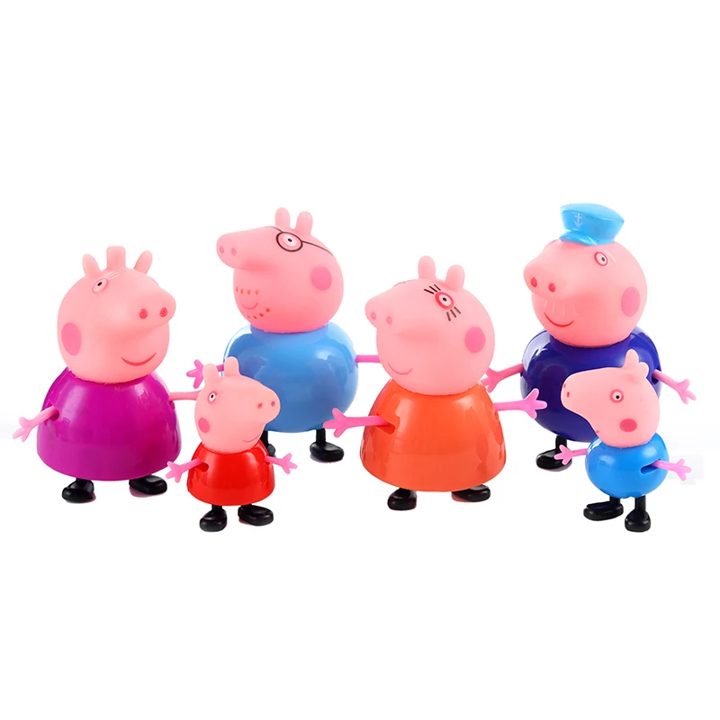 6 Pcs Оригинальные куклы Peppa Pig, Джордж, 25 шт., набор, фигурки из аниме, игрушки из мультфильма, семейные друзья, Свинка Пеппа, вечерние игрушки для детей, подарок на день рождения, Рождество - Цвет: 6 Pcs