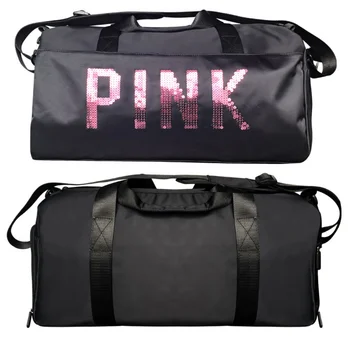 

High capacity Fitness Bag Sequins Black Gym Bag Women Shoe Compartment Waterproof Sport Bags For Fitness Training Yoga Sport