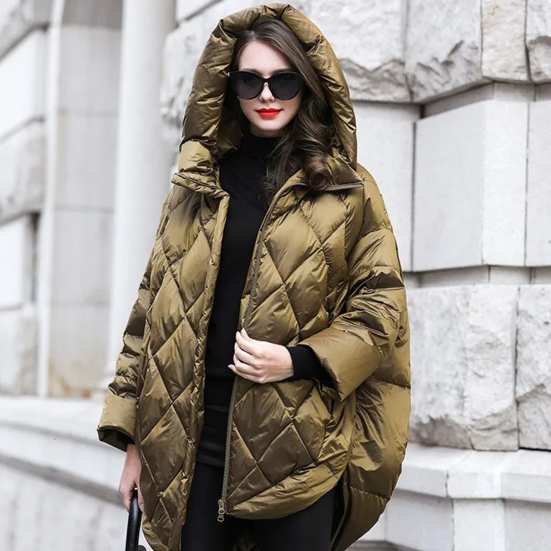 

[EWQ] 2020 Winter New Pattern Hooded Collar Long Sleeve Plaid Patchwork Vintage White Duck Down Jacket Women AH83616
