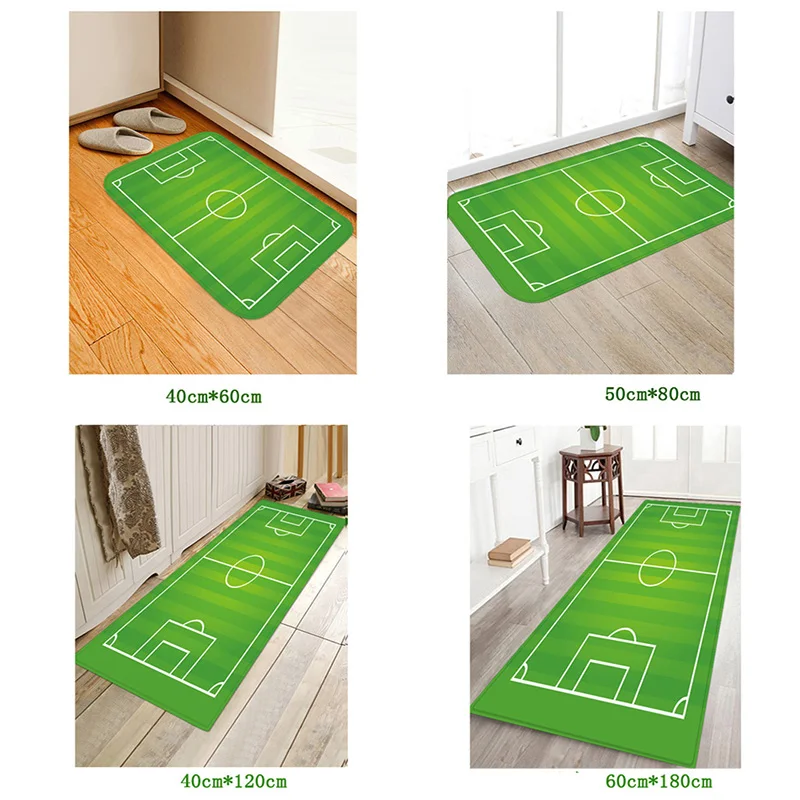 

Green soccer field, flannel, absorbent, anti-skid, home door mat, kitchen mat, bedside mat.