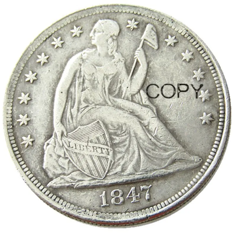 Монеты США 1847 сидя Liberty копия доллара монеты посеребренные | Дом и сад