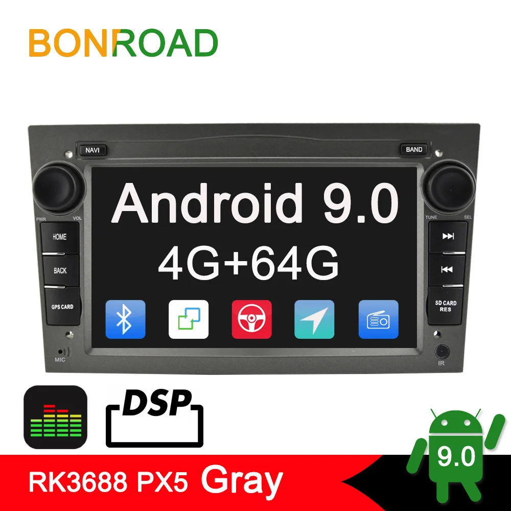 PX5 DSP Grey Bonroad Android 9,0 PX30 PX5 DSP автомобильный мультимедийный плеер радио gps навигация для Opel/Astra/Vectra/Antara/Zafira/Corsa(без dvd - Color: PX5 DSP Grey