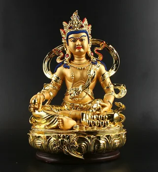 

15.4" Tibet Tibetan Buddhism Resin Gild Yellow Jambhala Money Wealth God Statue
