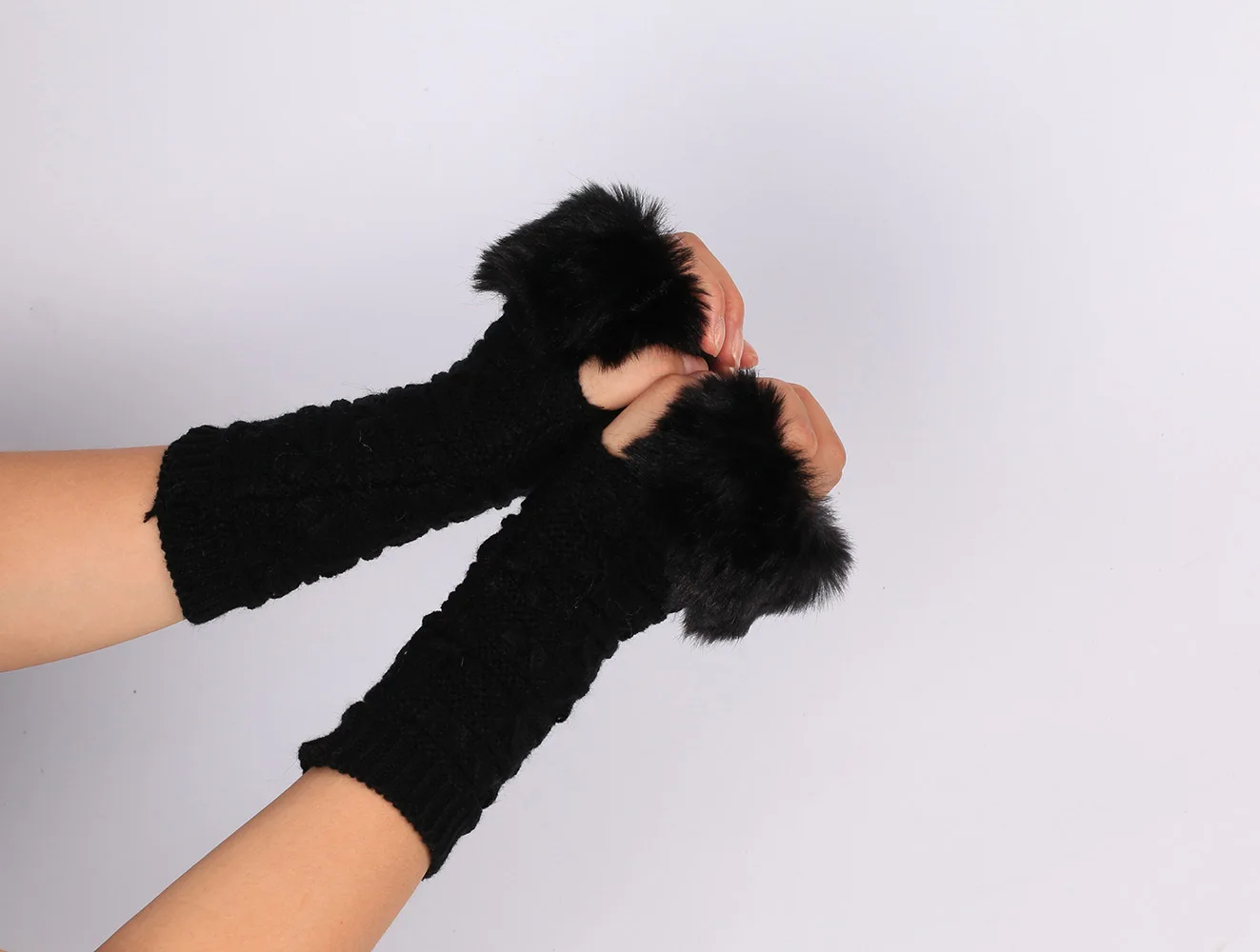 Butterfly Fur Gloves AliExpress New Style Knitted Gloves Half Finger Computer Gloves Plush Warm Gloves