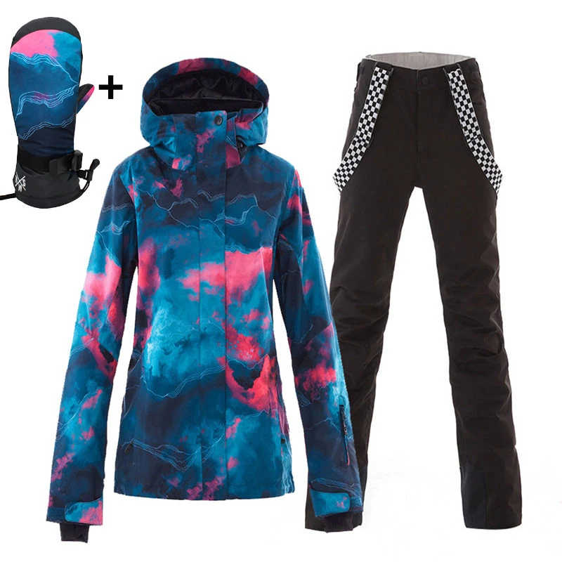 SMN New Women Snow Clothing Snowboarding Suit Sets 10K Waterproof Windproof Winter Outdoor Wear Ski Jacket and Strap Pant | Спорт и