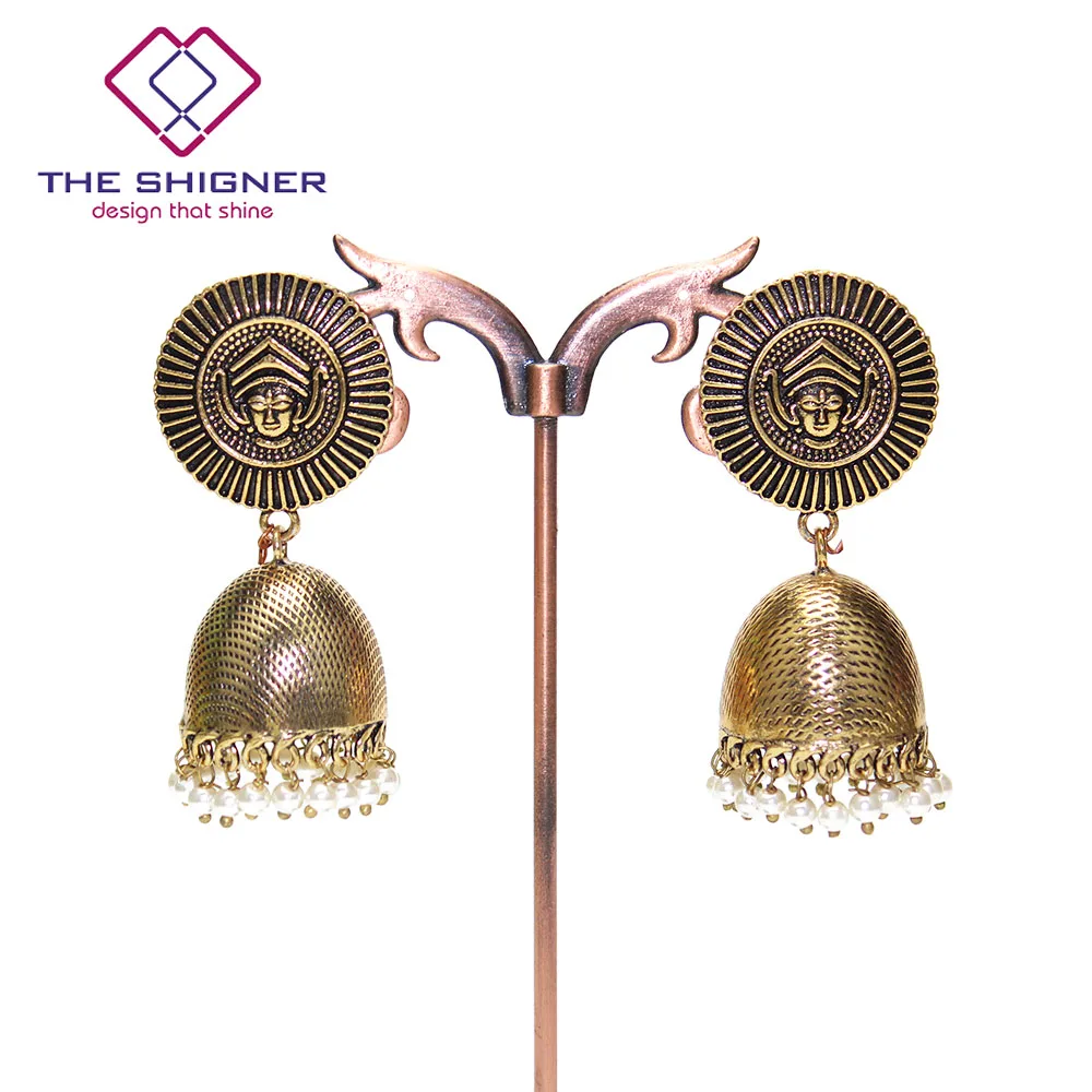 WHITE THE SHIGNER античные этнические индийские Золотые птичьи клетки Jhumka Jhumki серьги индийские классические племенные традиционные висячие серьги ювелирные изделия - Окраска металла: WHITE