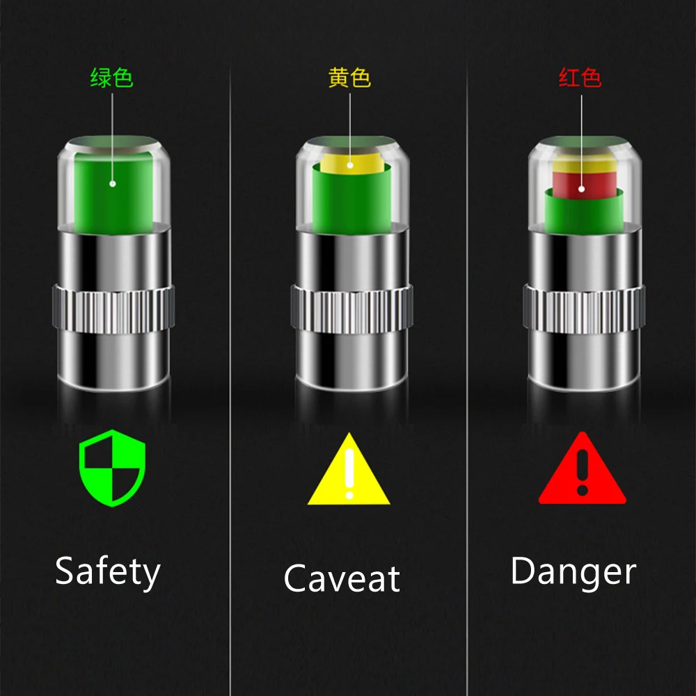 2,4 Бар автомобильный контроль давления в шинах клапан колпачок чашки Датчик Индикатор 3 цвета глазное оповещение Мониторинг давления в шинах инструменты 4 шт