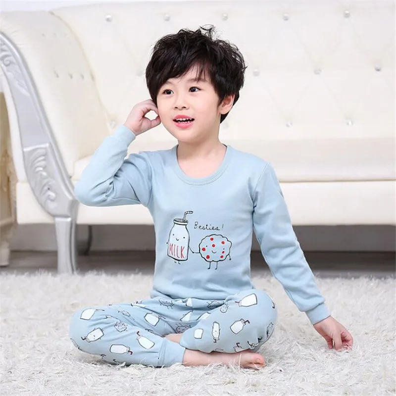 Хлопковые детские пижамы для девочек, пижамный комплект с рисунками животных, теплая одежда для сна с длинными рукавами Pyama, детская одежда для сна для мальчиков детская одежда - Цвет: 918