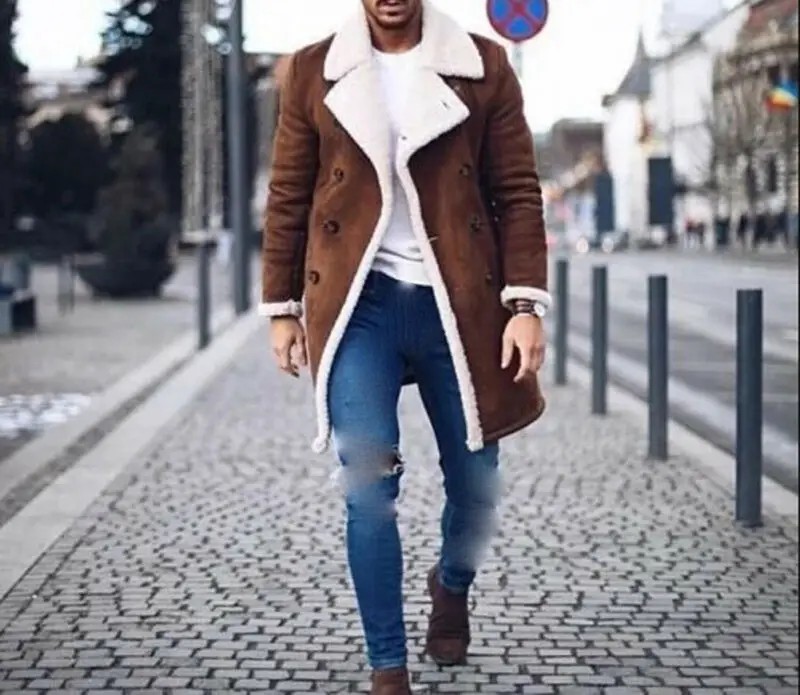 Fashion Overcoat Fur Fleece Trench Coat 