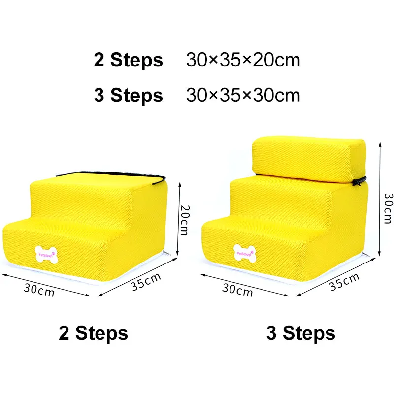 Yellow Хот-дог лестница для питомца 3 ступени складная лестница для маленькой собаки кошки домашние противоскользящие лестницы съемные щенячьи лестницы для альпинизма подушка - Цвет: Yellow