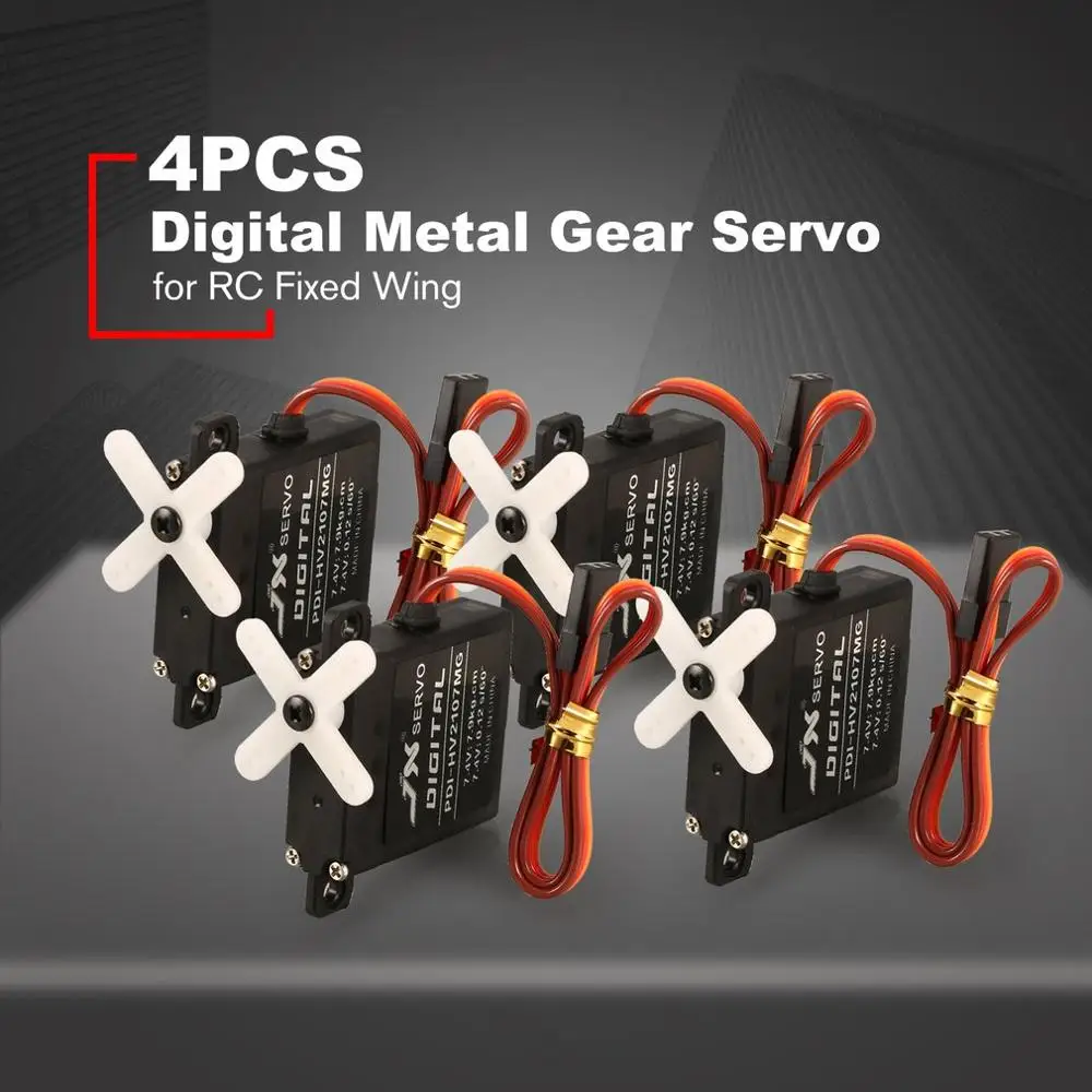 4PCS JX PDI-HV2107MG 7.9kg Steering Torque Mini Digital Metal Gear Core Servo for RC Fixed Wing Airplane Plane