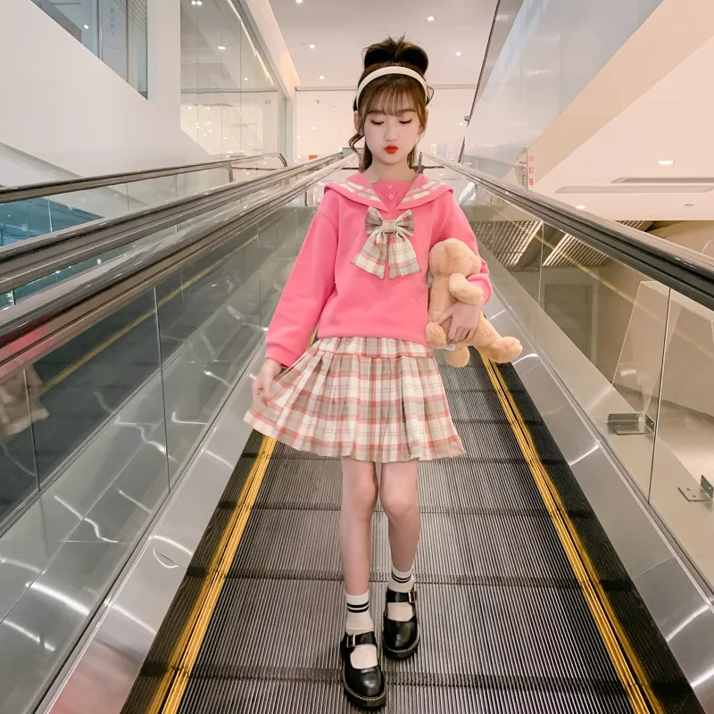 

Платье для девочек, летнее платье в японском стиле темно-синего цвета с воротником, коротким рукавом, милым бантом и высокой талией, плиссированное матросское платье Jk, школьная форма для девочек