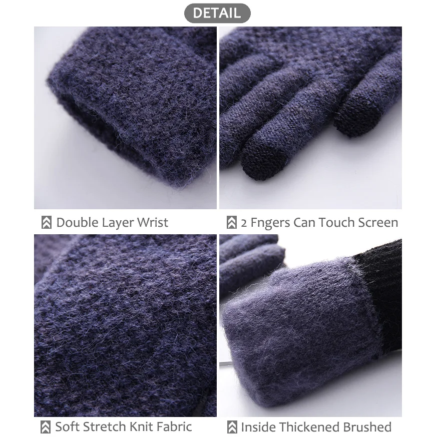 Winter Touch Screen Gloves For Alpaca Wool Knitted Men's Gloves Female Warm Mitten Outdoor Driving Cold-proof Glove Guantes Mitt