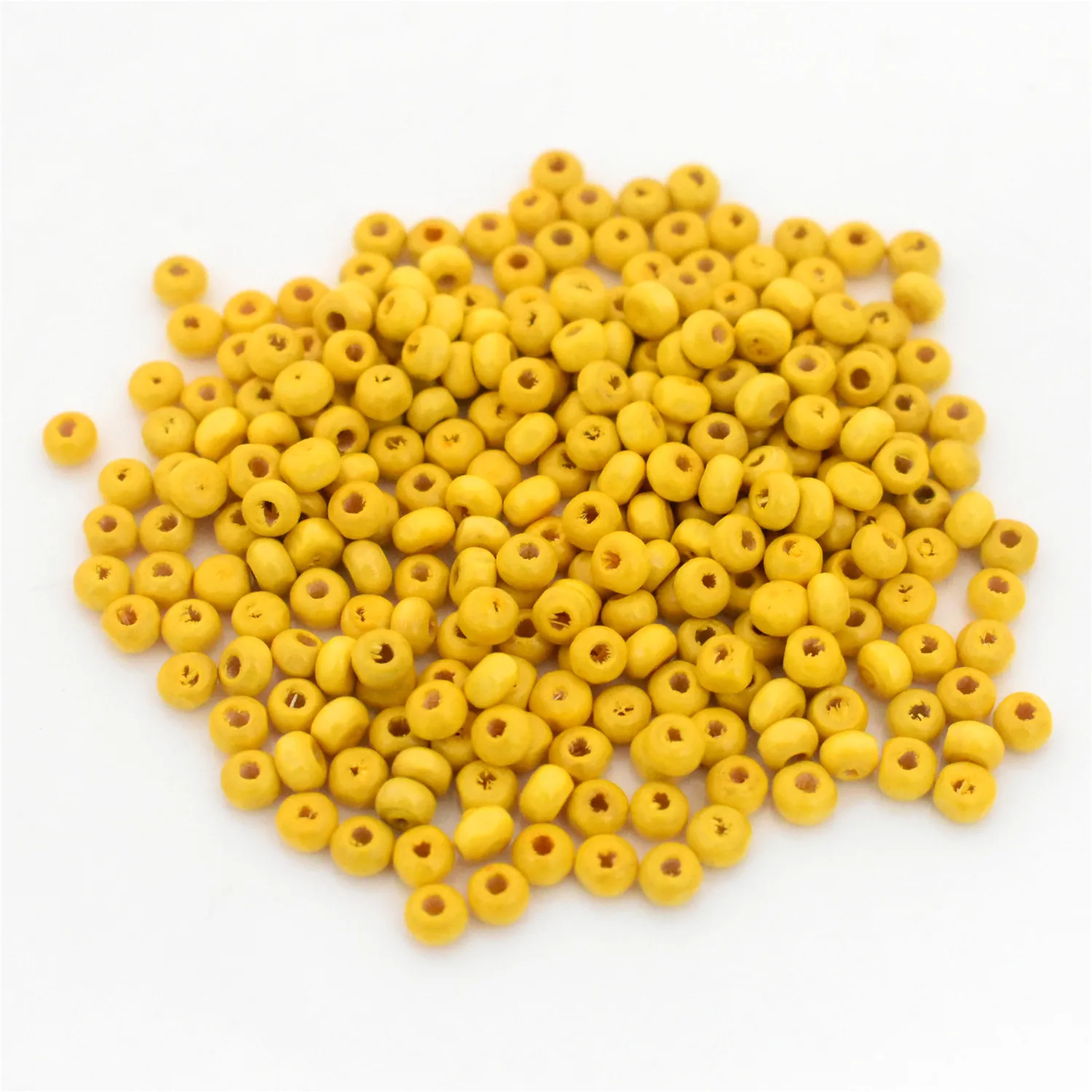 yellow 4 мм 1000 шт./лот, разноцветные маленькие деревянные бусины для изготовления браслетов и ожерелий, аксессуары ручной работы - Цвет: yellow
